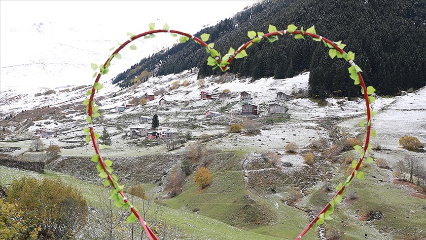 Rize'nin yksek kesimlerinde kar ya etkili oldu