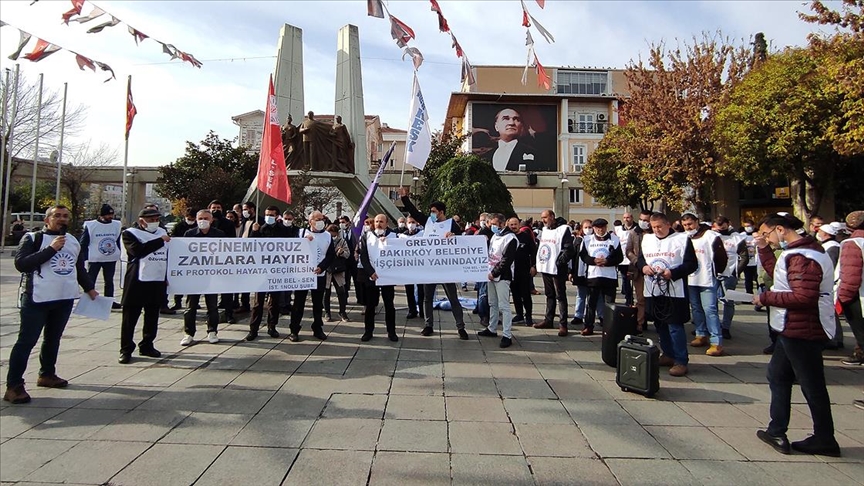 Bakrky Belediyesi iilerinin grevine Tm Bel Sen yelerinden destek