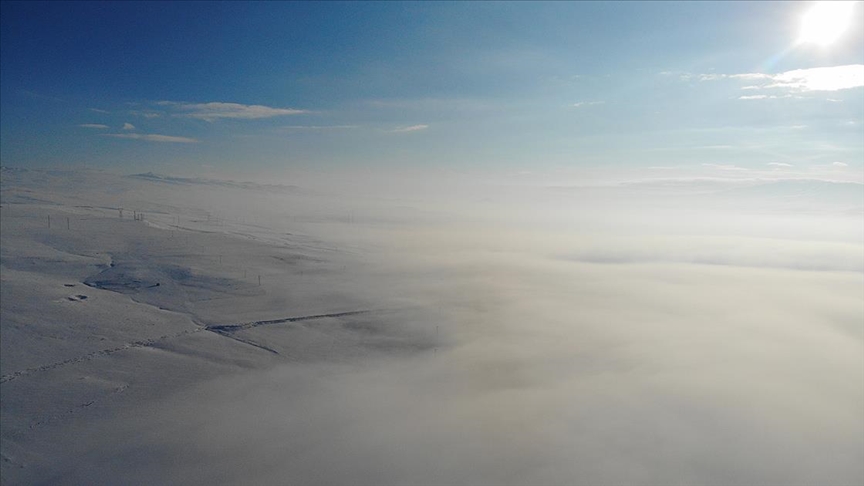 Kn etin getii Ar'y kaplayan kar ve sis drone ile grntlendi