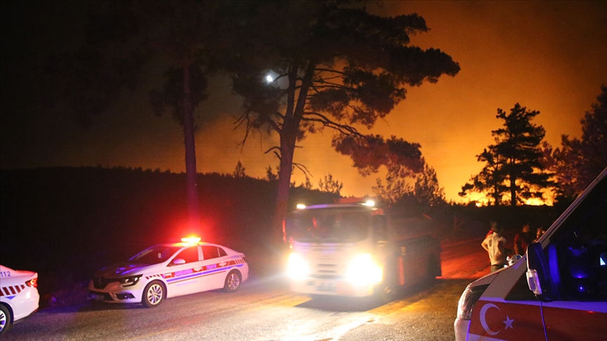 Milas'ta balayp Bodrum ilesine srayan orman yangnna mdahale ediliyor