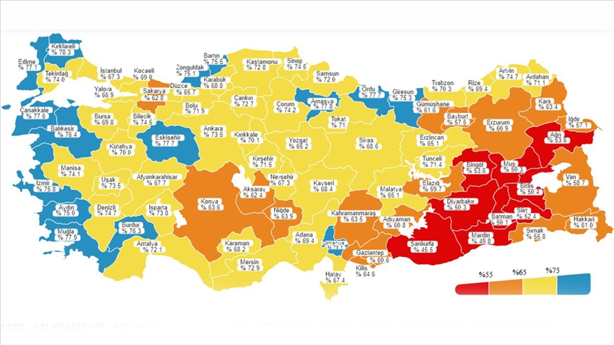 Trkiye'nin bat kysndaki ehirler alamada maviye boyand